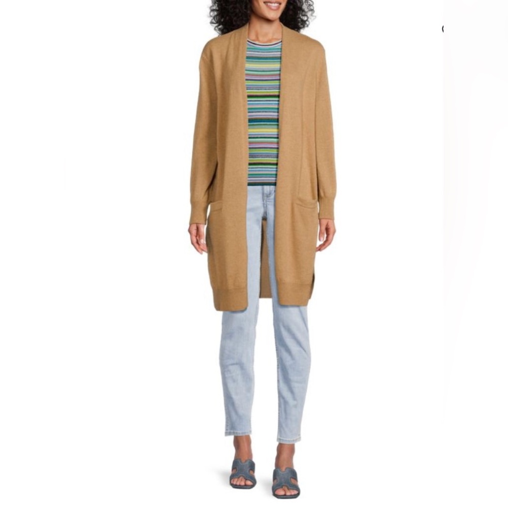 Amicale Longline Open Front Cashmere Cardigan
